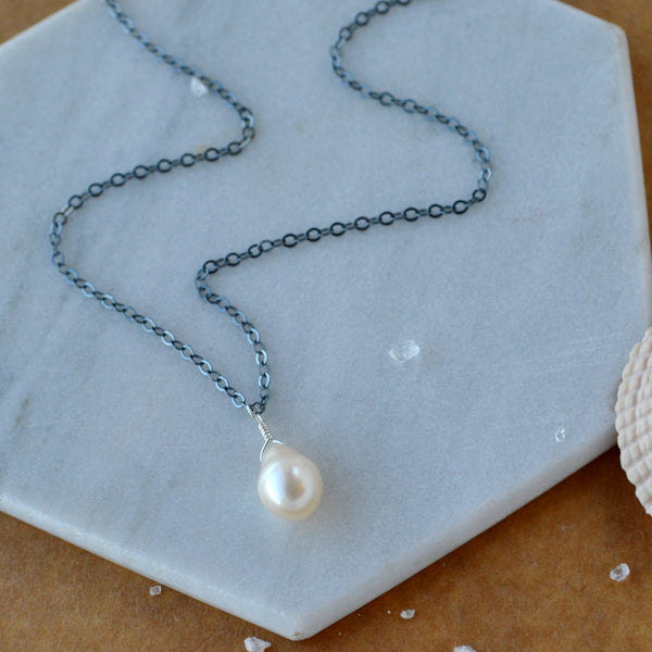 Ivory Necklace - creamy pearl gemstone solitaire necklace