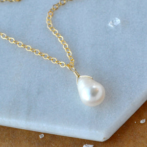 Ivory Necklace pearl pendant necklaces handmade pearl jewelry simple ivory charm gold filled