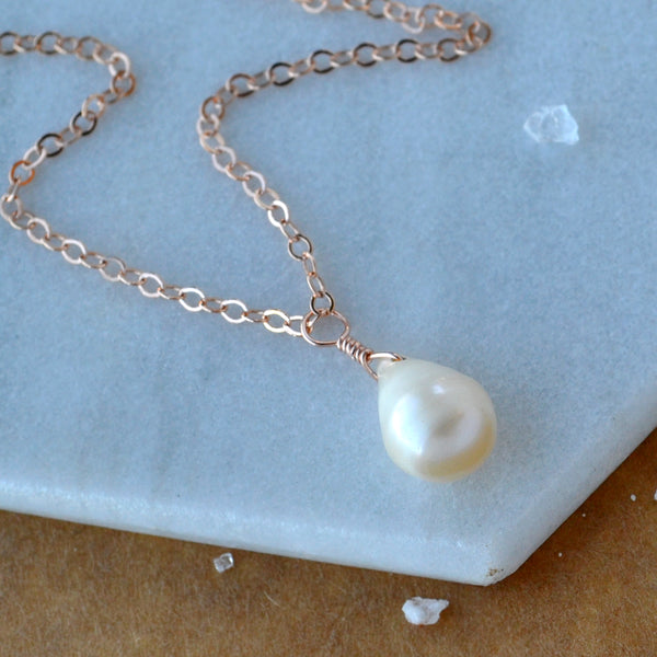 Ivory Necklace pearl pendant necklaces handmade pearl jewelry simple ivory charm rose gold filled