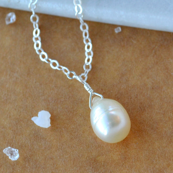 Ivory Necklace pearl pendant necklaces handmade pearl jewelry simple ivory charm silver