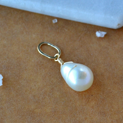 Ivory Gem Charm - creamy pearl gemstone charm pendant