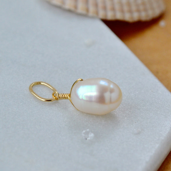 Ivory pendant pearl charm gemstone jewelry simple cream pearl pendant handmade gold filled