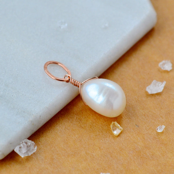 Ivory pendant pearl charm gemstone jewelry simple cream pearl pendant handmade rose gold filled