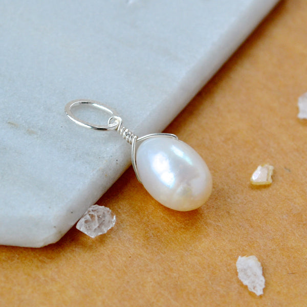 Ivory pendant pearl charm gemstone jewelry simple cream pearl pendant handmade silver