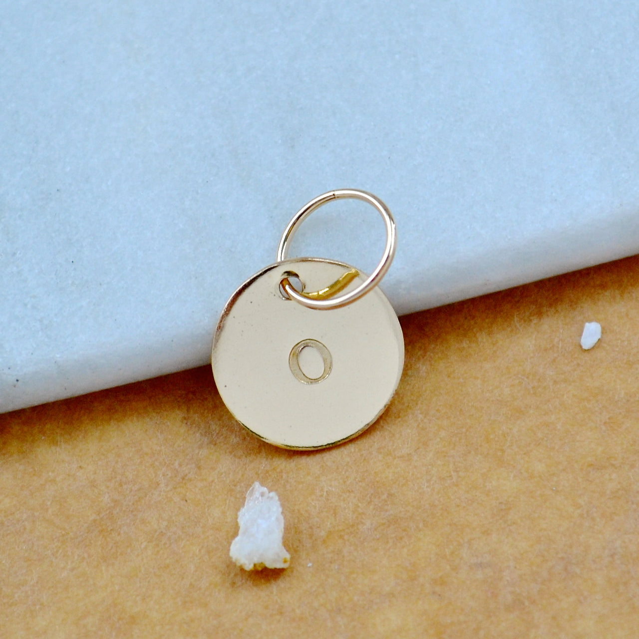LETTER CHARM, capital O initial charms, handmade alphabet circle charm, O letter pendant, simple jewelry, delicate handmade charms, nickel-free jewelry, gold letter charm