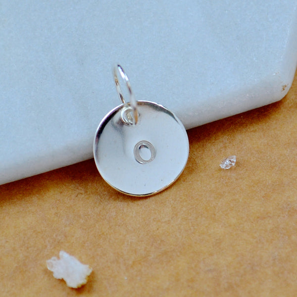 LETTER CHARM, capital O initial charms, handmade alphabet circle charm, O letter pendant, simple jewelry, delicate handmade charms, nickel-free jewelry, silver letter charm
