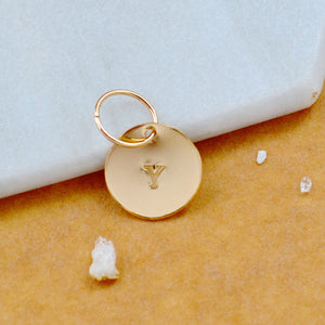 LETTER CHARM, capital Y initial charms, handmade alphabet circle charm, Y letter pendant, simple jewelry, delicate handmade charms, nickel-free jewelry, gold letter charm