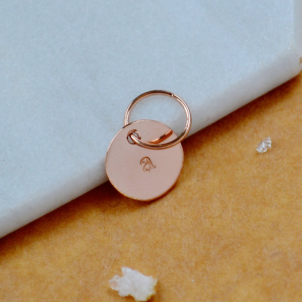 LETTER CHARM, lowercase a initial charms, handmade alphabet circle charm, rose gold a letter pendant, simple jewelry, delicate handmade charm jewelry, nickel-free charms, sustainable jewelry