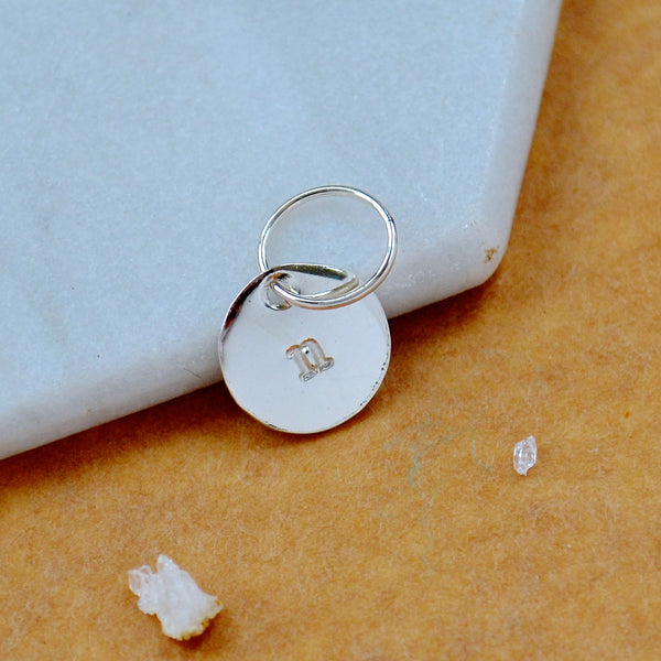 LETTER CHARM, lowercase n initial charms, handmade alphabet circle charm, n letter pendant, simple jewelry, delicate handmade charms, silver letter charm