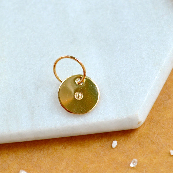 LETTER CHARM, lowercase o initial charms, handmade alphabet circle charm, o letter pendant, simple jewelry, delicate handmade charms, gold letter charm