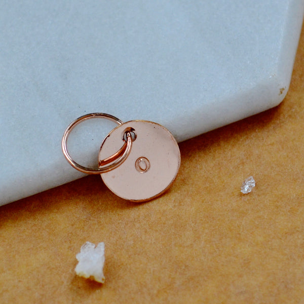 LETTER CHARM, lowercase o initial charms, handmade alphabet circle charm, o letter pendant, simple jewelry, delicate handmade charms, rose gold letter charm