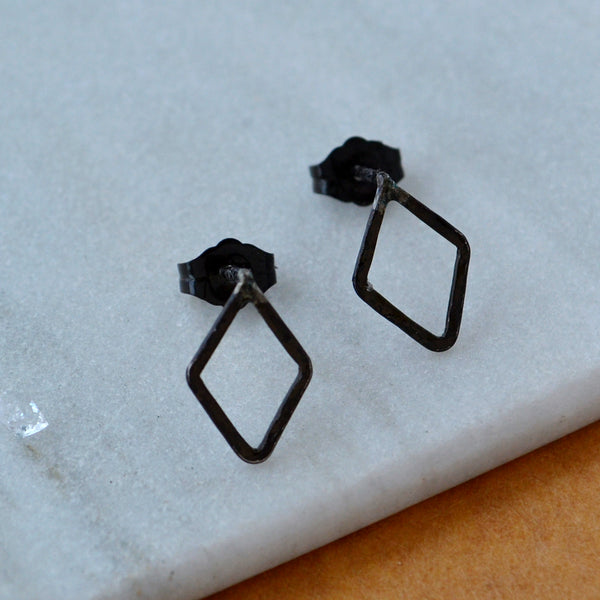 Maldives Stud Earrings - minimalist shiny diamond shape post earrings