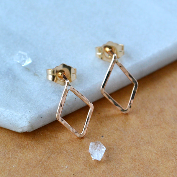 Maldives Stud Earrings - minimalist shiny diamond shape post earrings