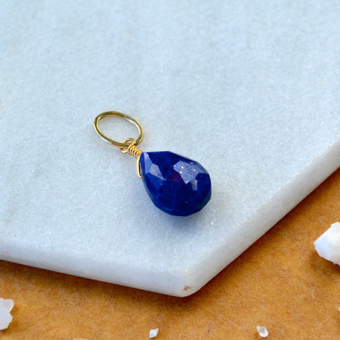 Midnight Lapis Lazuli gemstone pendant necklace gemstone charm for charm bracelet necklace for charms for necklaces gold cobalt blue gem pendant