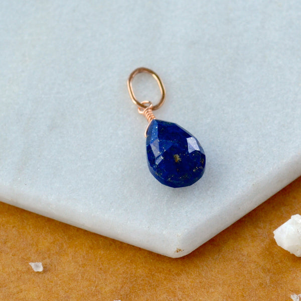 Midnight Lapis Lazuli gemstone pendant necklace gemstone charm for charm bracelet necklace for charms for necklaces rose gold cobalt blue gem pendant
