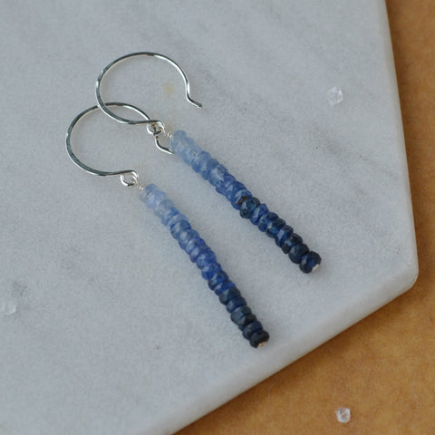 Ombre Earrings - ombre blue sapphire gradient column earrings