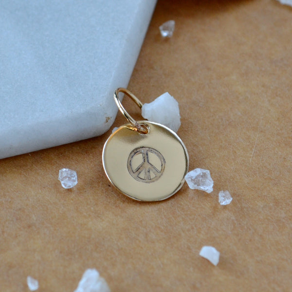 Peace charm peace sign charms peace symbol gold fill peace jewelry