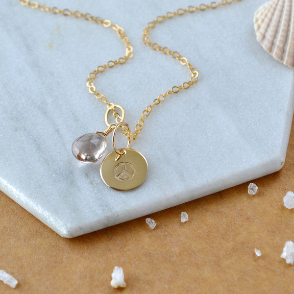 Peace charm peace sign charms peace symbol gold fill peace jewelry with gem charms
