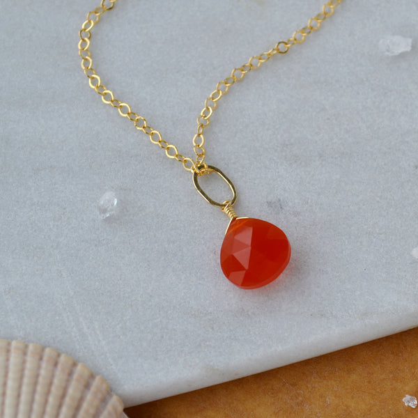 Persimmon Gem Charm - carnelian gemstone charm pendant