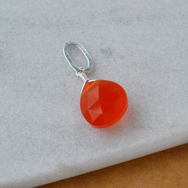 Persimmon Gem Charm - carnelian gemstone charm pendant