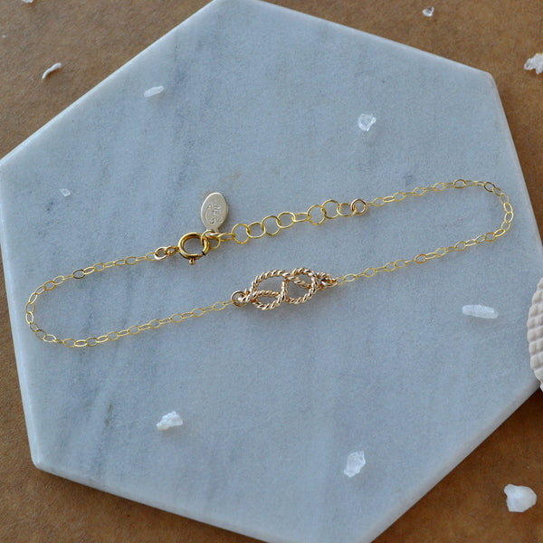 Sailor's Knot Bracelet dainty boating knot charm bracelets delicate chain rope knot bracelet handmade gold filled nickel free