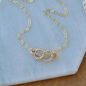 Sailor's Knot Necklace rope knot charm pendant necklaces handmade jewelry boating knot infinity knot charms nickel free gold filled