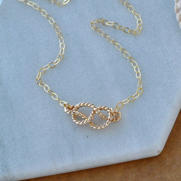 Sailor's Knot Necklace rope knot charm pendant necklaces handmade jewelry boating knot infinity knot charms nickel free gold filled