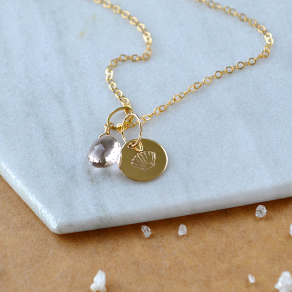 Seashell charm dainty sea shell charms pendant simple beach jewelry with gemstone charm