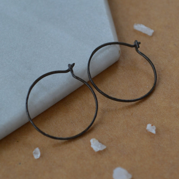 Shimmer Hoop Earrings - small round hammered classic hoop earrings