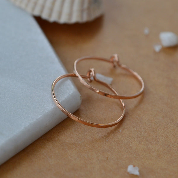 Shimmer Hoop Earrings - small round hammered classic hoop earrings