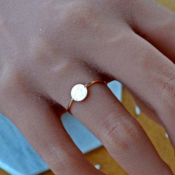 Speckle Ring - dappled circle stacking ring with round band