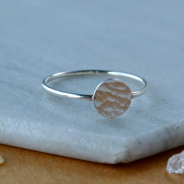 Speckle Ring - dappled circle stacking ring with round band