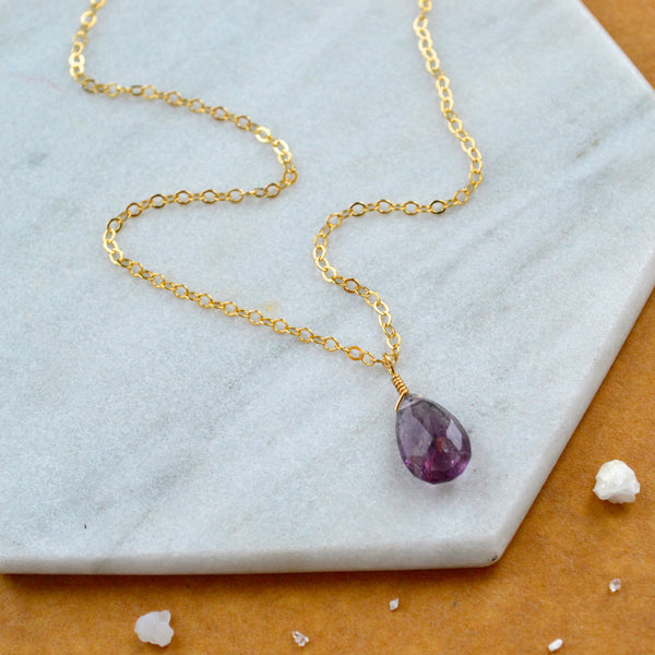 Starbuck necklace moss amethyst gemstone necklace handmade gem pendant purple stone necklace simple gem charm moss amethyst gold filled necklace