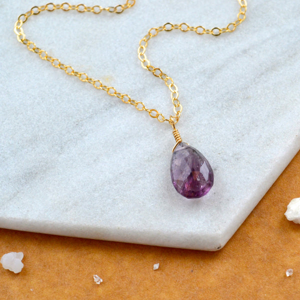 Starbuck necklace moss amethyst gemstone necklace handmade gem pendant purple stone necklace simple gem charm moss amethyst gold necklace