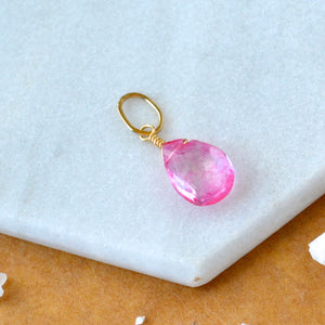 Sunset Pink Topaz gemstone pendant necklace gemstone charm for charm bracelet necklace for charms for necklaces gold pink gem pendant