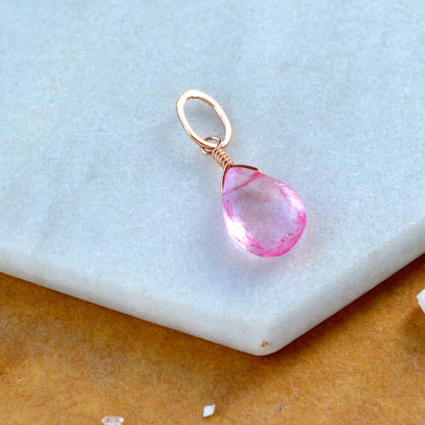 Sunset Pink Topaz gemstone pendant necklace gemstone charm for charm bracelet necklace for charms for necklaces rose gold pink gem pendant