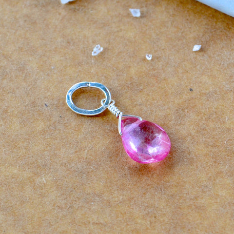 Sunset Pink Topaz gemstone pendant necklace gemstone charm for charm bracelet necklace for charms for necklaces sterling silver pink gem pendant