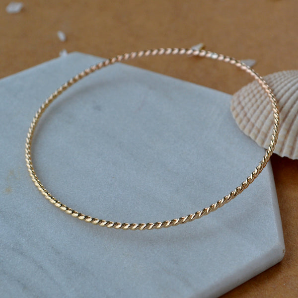 Tightrope Bangle Bracelet - twisted circle bracelet bangle handmade