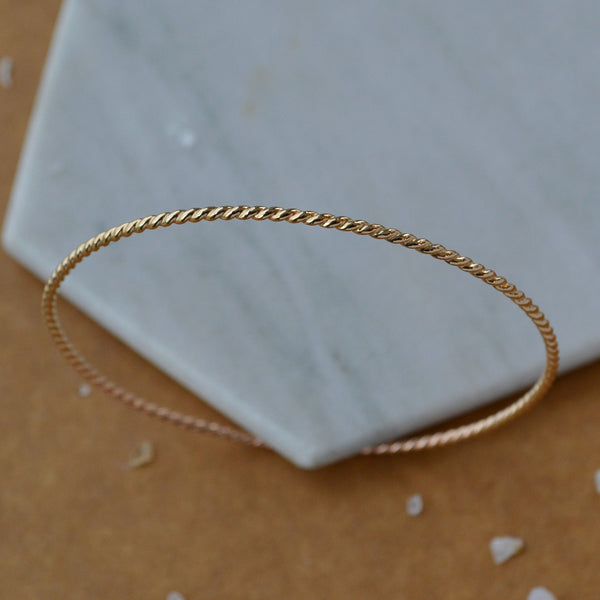 Tightrope Bangle Bracelet - twisted circle bracelet bangle handmade