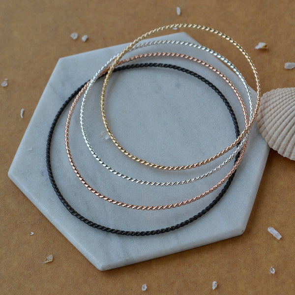 Tightrope Bangle Bracelet - twisted circle bracelet bangle handmade
