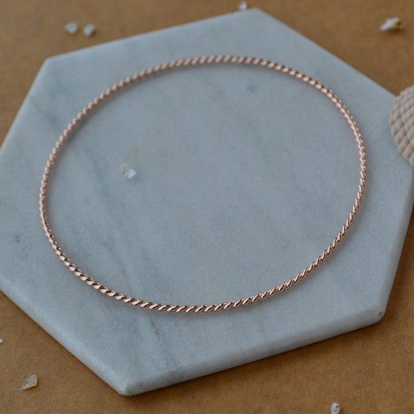 Tightrope Bangle Bracelet - twisted circle bracelet bangle handmade