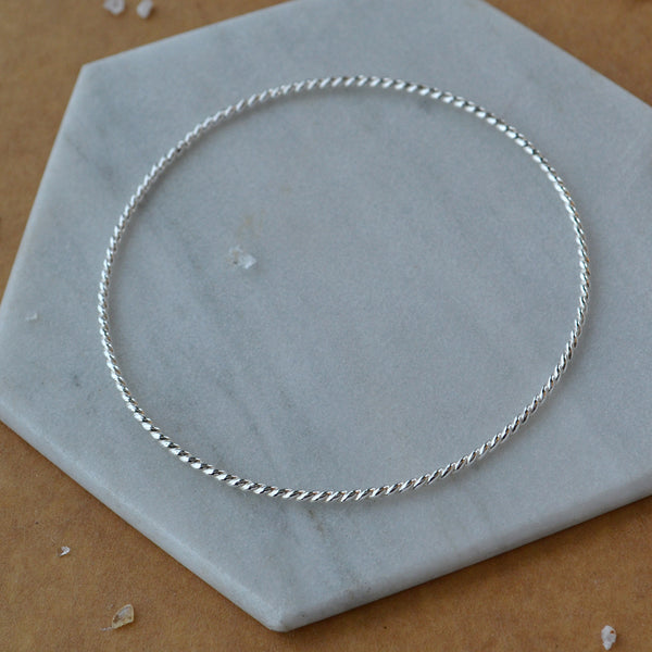 Tightrope Bangle Bracelet - twisted circle bracelet bangle handmade