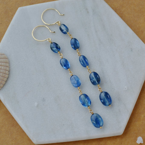 Tranquility Earrings - luminous blue kyanite gemstone dangle earrings