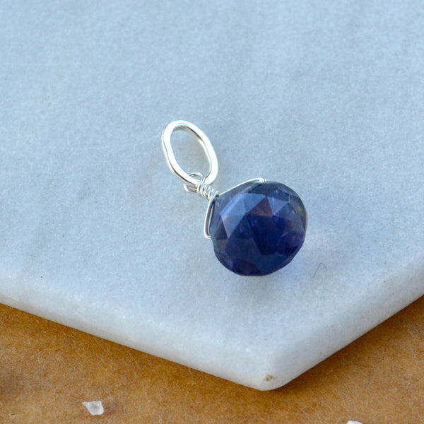 Twilight Iolite gemstone pendant necklace gemstone charm for charm bracelet necklace for charms for necklaces silver indigo violet blue gem pendant