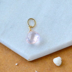 Vie en rose Quartz gemstone pendant necklace gemstone charm for charm bracelet necklace for charms for necklaces gold fill baby pink gem pendant