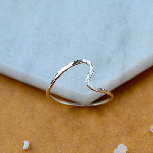 Waves RING delicate hammered wave ring simple stacking rings wide stacker ring waterproof rings midi ring wave shaped handmade rings nickel free jewelry sustainable silver ring