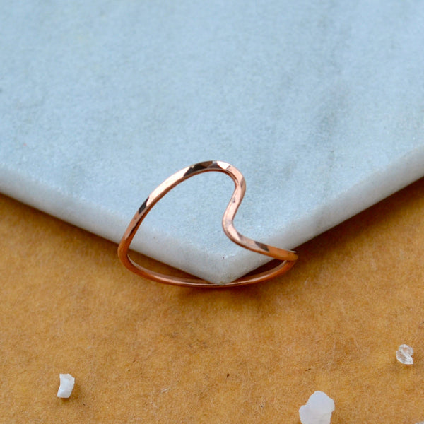 Waves RING delicate hammered wave ring simple stacking rings wide stacker ring waterproof rings midi ring wave shaped handmade rings nickel free jewelry sustainable rose gold ring