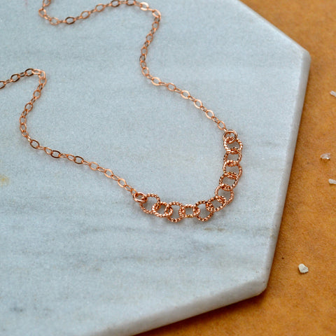 all together now necklace rose gold filled linked circles necklace dainty necklace minimalist jewelry sustainable jewelry