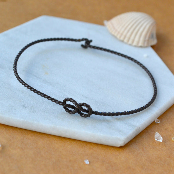 black silver sailors knot bracelet bangle bracelets oxidized silver rope knot bangle