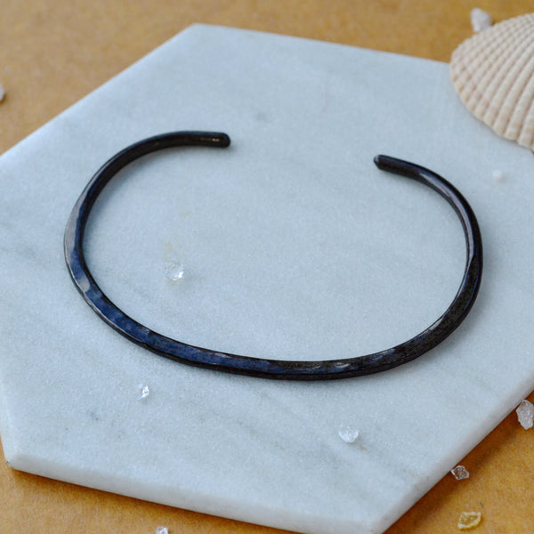 black silver cuff bracelet CANOE cuff hammered bracelets handmade jewelry sustainable